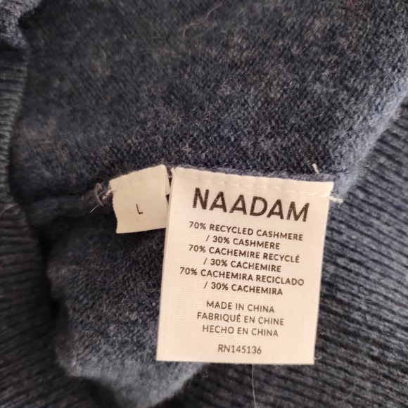 NAADAM 100% Cashmere Blue Henley Sweater L - Picture 5 of 5